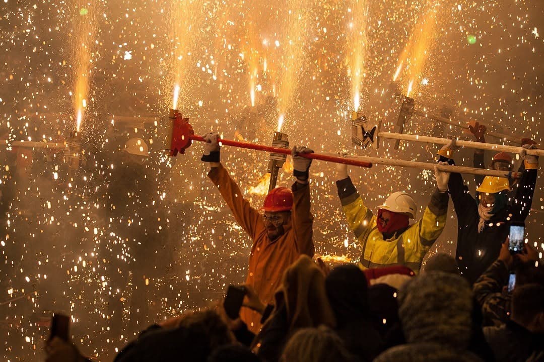 Squibbers performing the traditional Bridgwater Squibbing display in the town centre