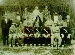 An early Bridgwater Guy Fawkes Carnival group in costume